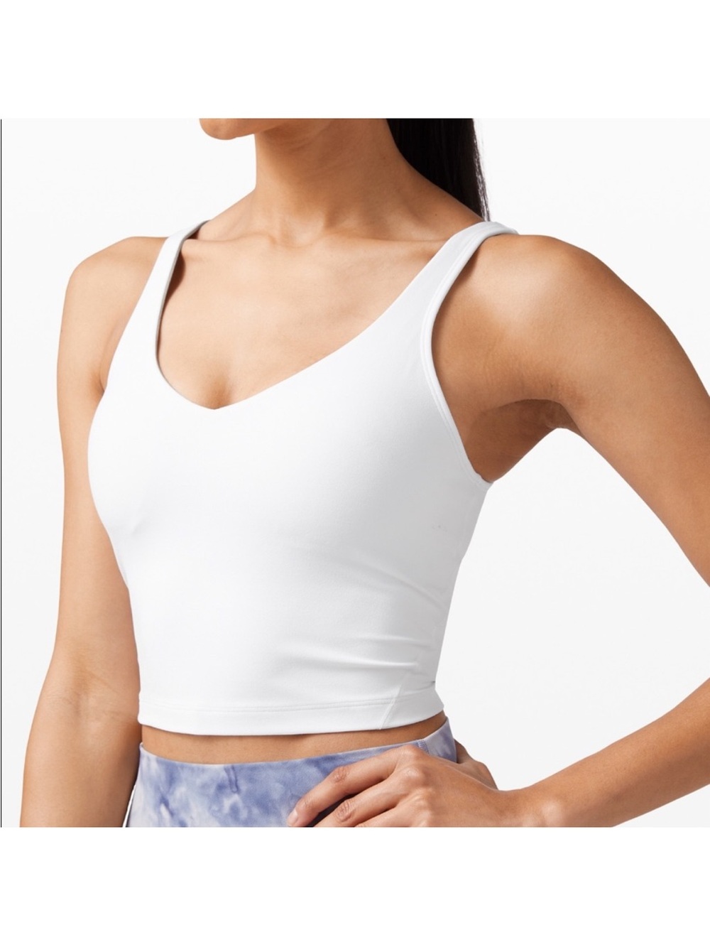 Lululemon athletica Align White V-Neck Longline Sports Bra Tank Top